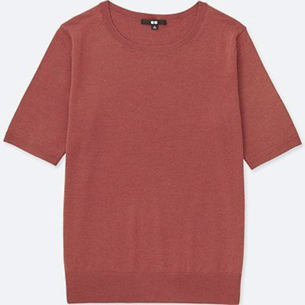Uniqlo Extra Fine Merino Half Sleeve Pink, M, NWOT